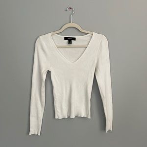 Forever 21 white long sleeve v-neck